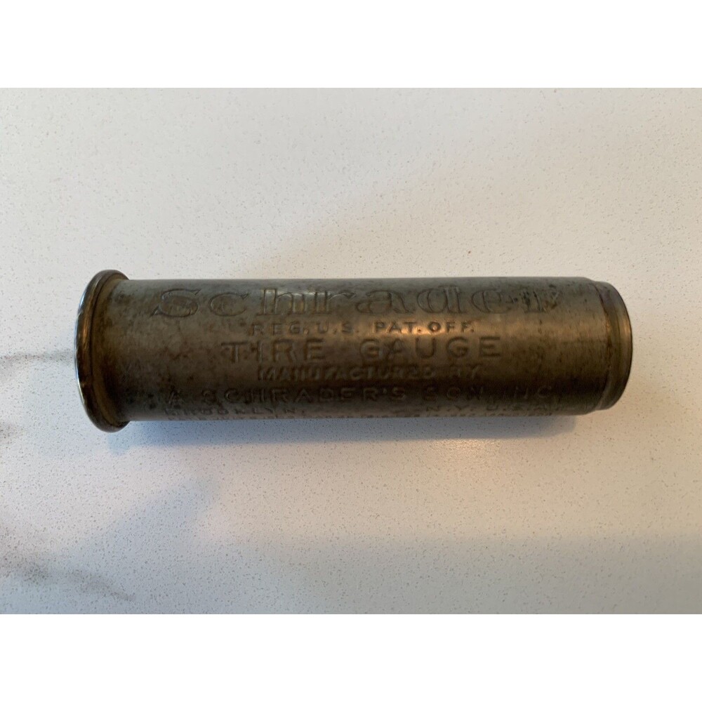 Antique 1920s Schrader Balloon Tire Pressure Gauge 1922 BROOKLYN NY